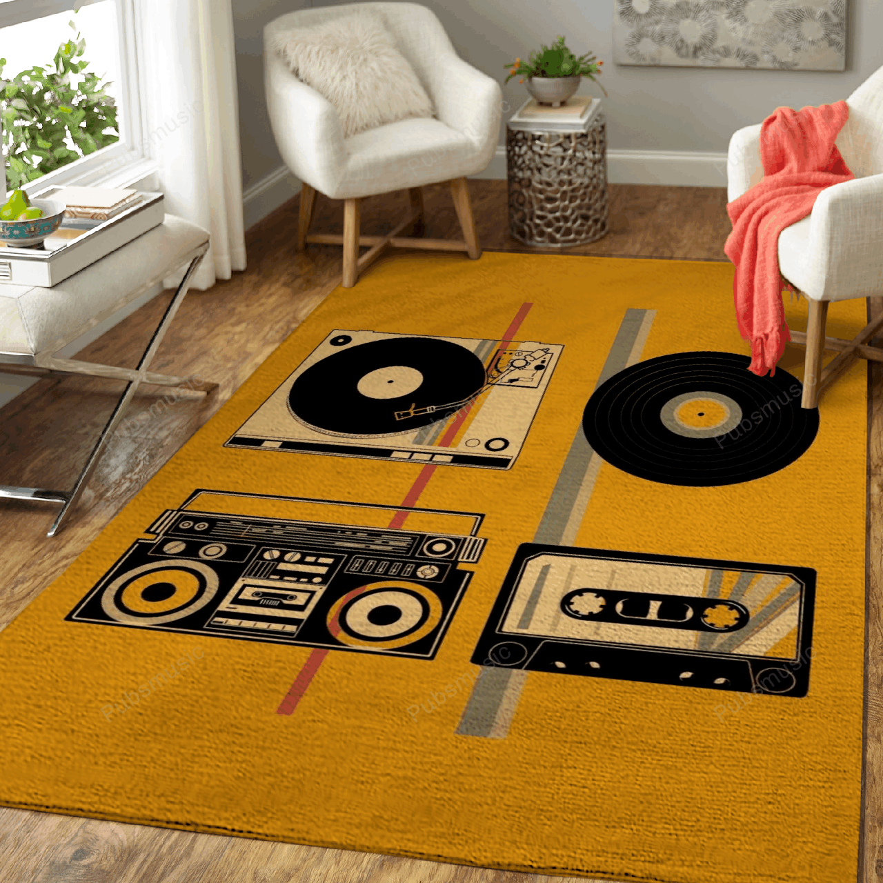 Retro Sound 5 Retro Music Art For Fans Area Rug Living Room Carpet Rug Regtangle Carpet Floor Decor Home Decor