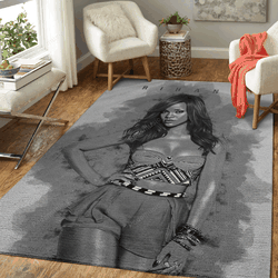 Rihana Music Monochrome Art For Fans Area Rug Living Room Carpet Rug Regtangle Carpet Floor Decor Home Decor