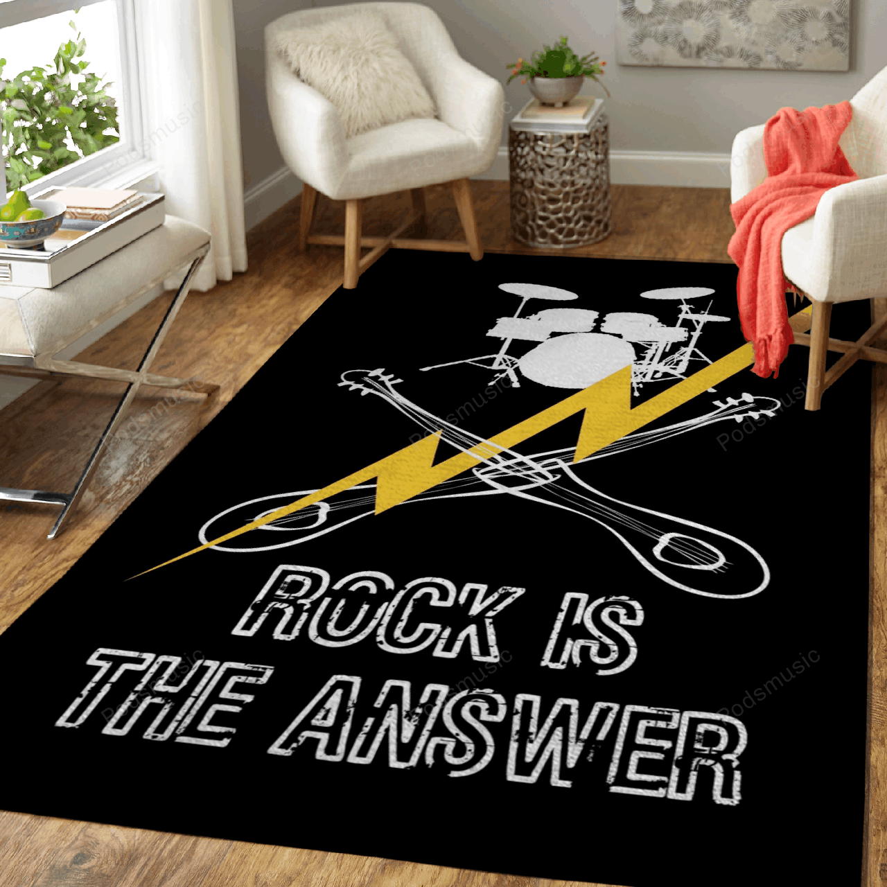 Rock Is The Answer Music Art For Fans Area Rug Living Room Carpet Rug Regtangle Carpet Floor Decor Home Decor
