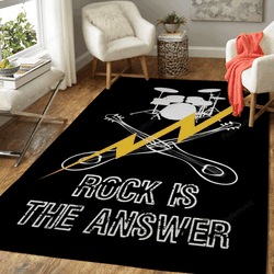 Rock Is The Answer Music Art For Fans Area Rug Living Room Carpet Rug Regtangle Carpet Floor Decor Home Decor