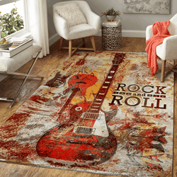 Rock N Roll Guitar Art Music Art For Fans Area Rug Living Room Carpet Rug Regtangle Carpet Floor Decor Home Decor