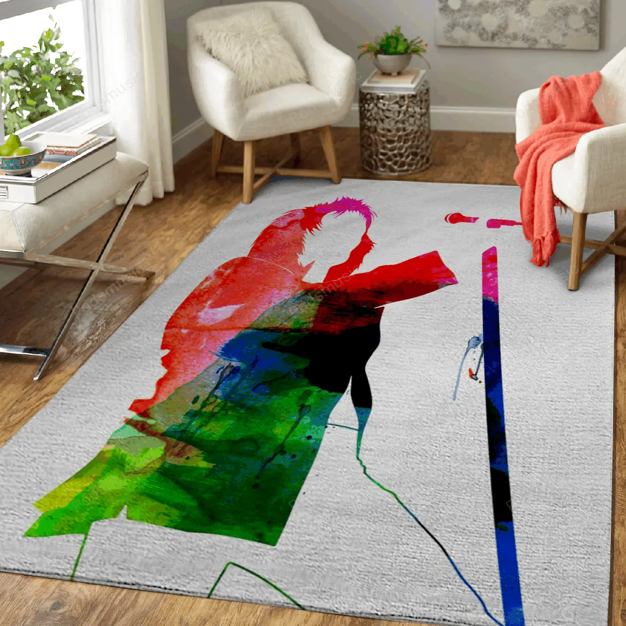 Rod Watercolor Music Legends Art For Fans Area Rug Living Room Carpet Rug Regtangle Carpet Floor Decor Home Decor