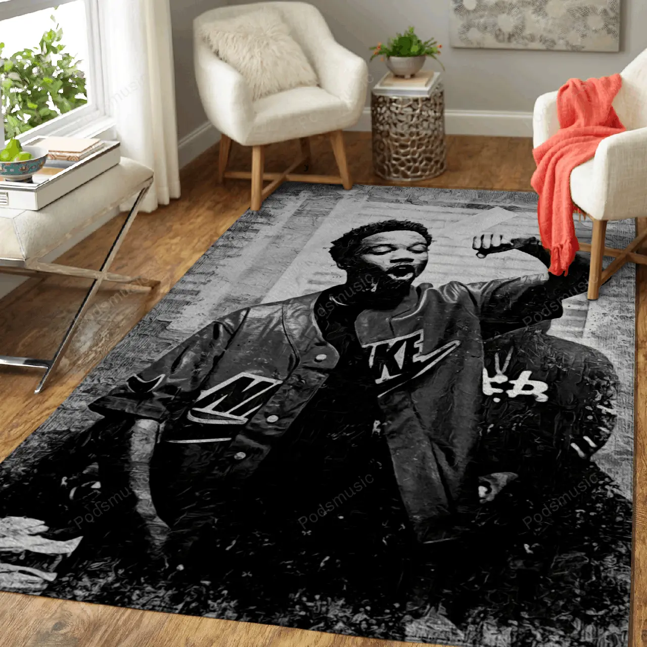 Roddy Ricch Music Monochrome Art For Fans Area Rug Living Room Carpet Rug Regtangle Carpet Floor Decor Home Decor