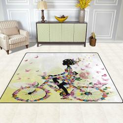 Romantic Girl On Bicydhce Butterfly Flower Dhcg1610092R Rug Living Room Rug Home Decor
