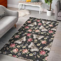 Rose Monarch Butterfly Pattern Print Area Rug Living Room Rug Home Decor