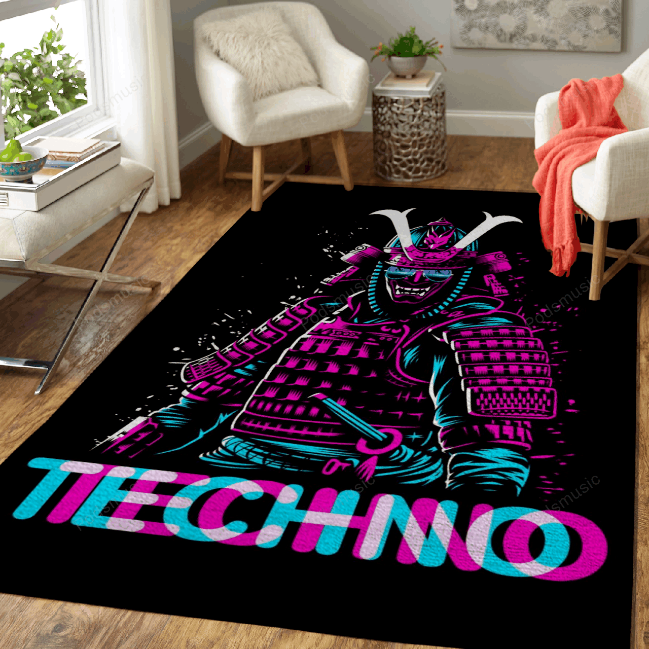 Samurai Techno Music Art For Fans Area Rug Living Room Carpet Rug Regtangle Carpet Floor Decor Home Decor