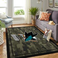 San Jose Sharks Nhl Area Rugs Camo Style Living Room Carpet Regtangle Carpetor