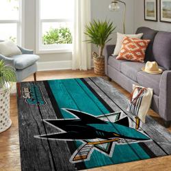 San Jose Sharks Nhl Area Rugs Wooden Style Living Room Regtangle Carpet