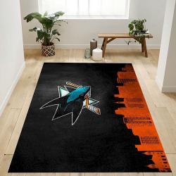 San Jose Sharks Skyline NHL Team Logo Rug Bedroom Rug Home Us Decor