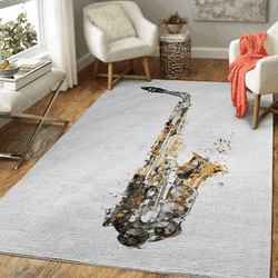 Saxophone Music Art Music Gold And Black Art For Fans Area Rug Living Room Carpet Rug Regtangle Carpet Floor Decor Home Decor