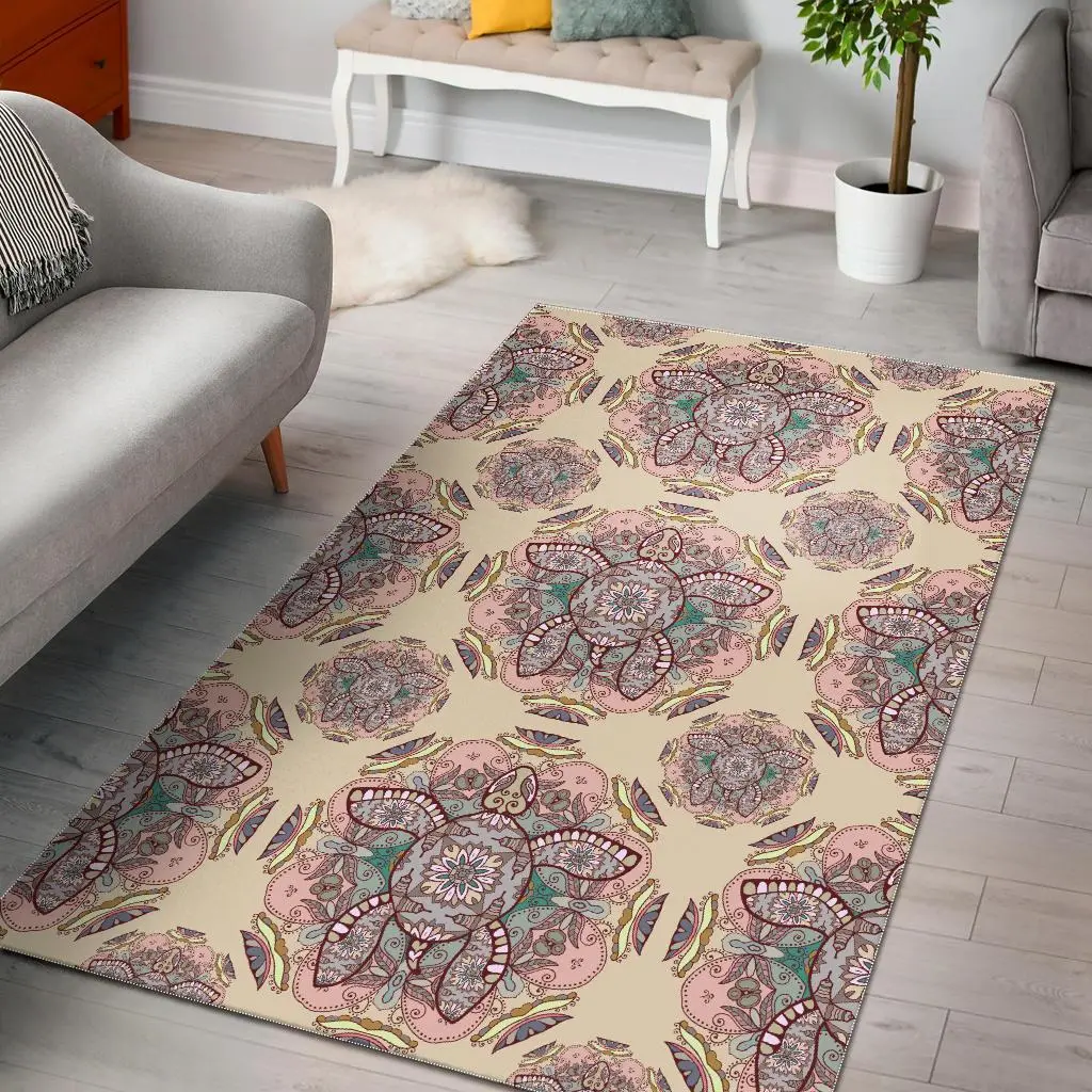 Sea Turtle Hawaiian Pattern Print Area Rug Living Room Rug Home Decor