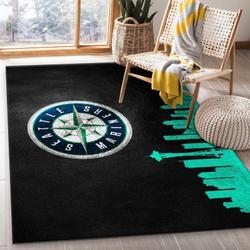 Seattle Mariners Area Rug Mlb Baseball Team Logo Living Room Rugs Home Decor 4