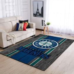 Seattle Mariners Wooden Area Rug Mlb Baseball Team Logo Living Room Rugs 1