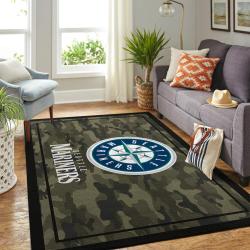 Seattle Mariners Camo Style Area Rug Mlb Baseball Team Logo Living Room Rugs 2