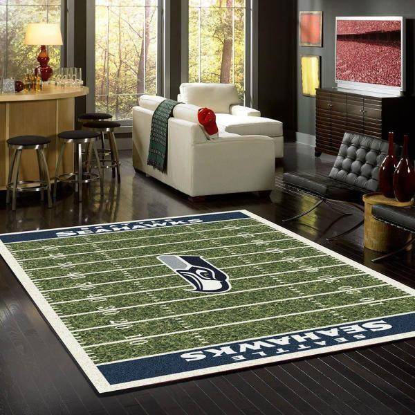 NFL Seattle Seahawks Football Field Logos Sport Rug Area Rug Home Decor