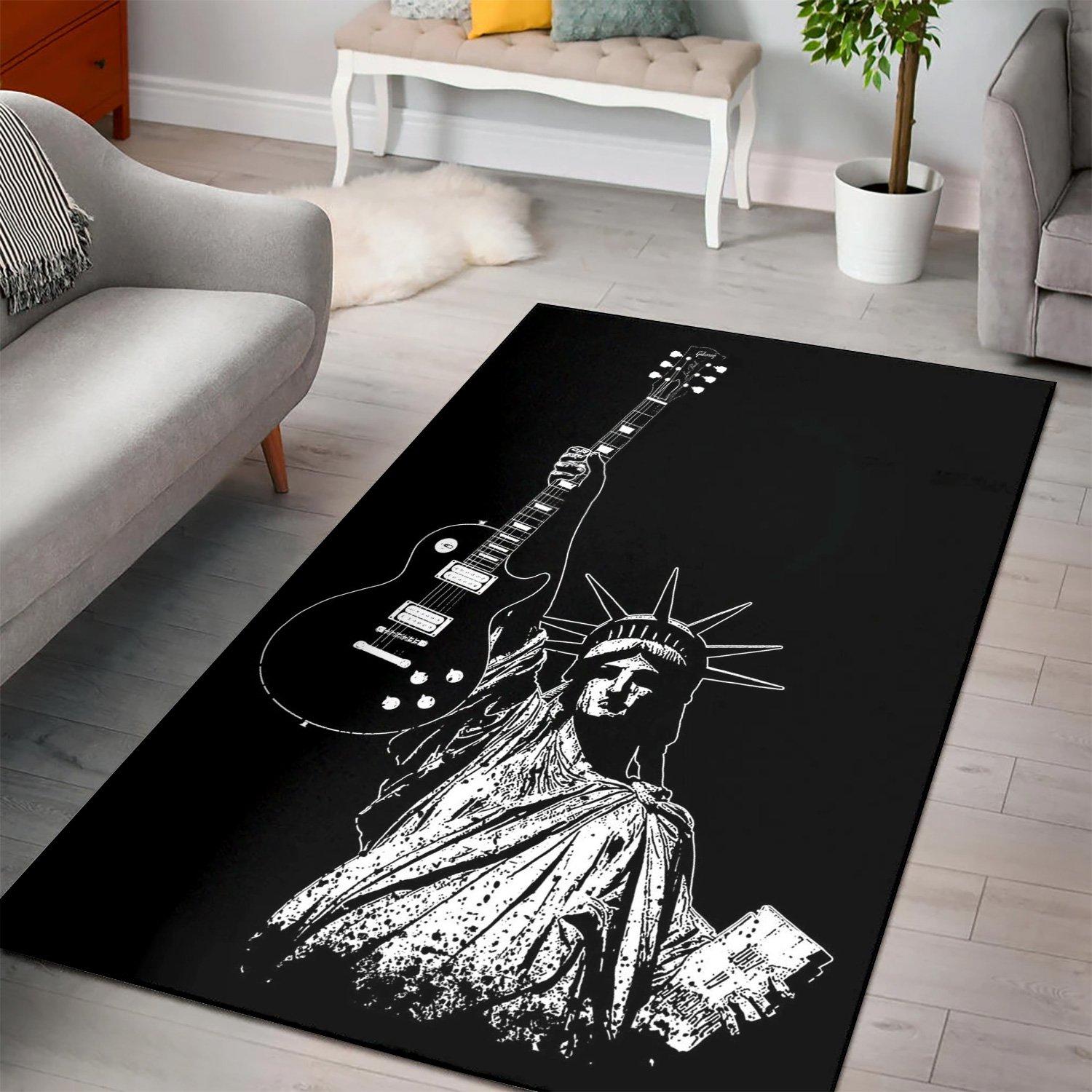 Liberty With Guitar Music Rug Area Rug Living Room Rug Home Decor Ss2