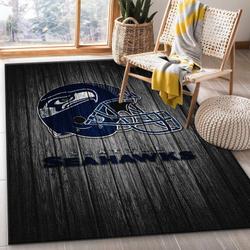 NFL Seattle Seahawks Football Sport Rug Wooden Style Living Room Area Rug