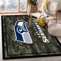 NFL Seattle Seahawks Football Sport Rug Camo Style Living Room Area Rug 24