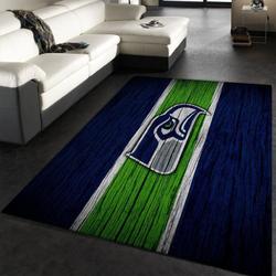 NFL Seattle Seahawks Football Sport Rug Wooden Style Living Room Area Rug 26
