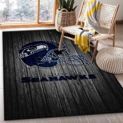 NFL Seattle Seahawks Football Sport Rug Wooden Style Living Room Area Rug 29