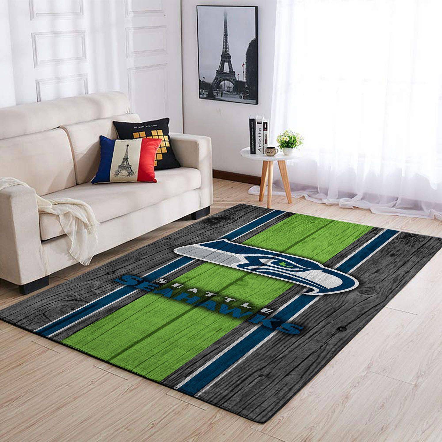 Seattle Seahawks Nfl Area Rugs Wooden Style Living Room Regtangle Carpet