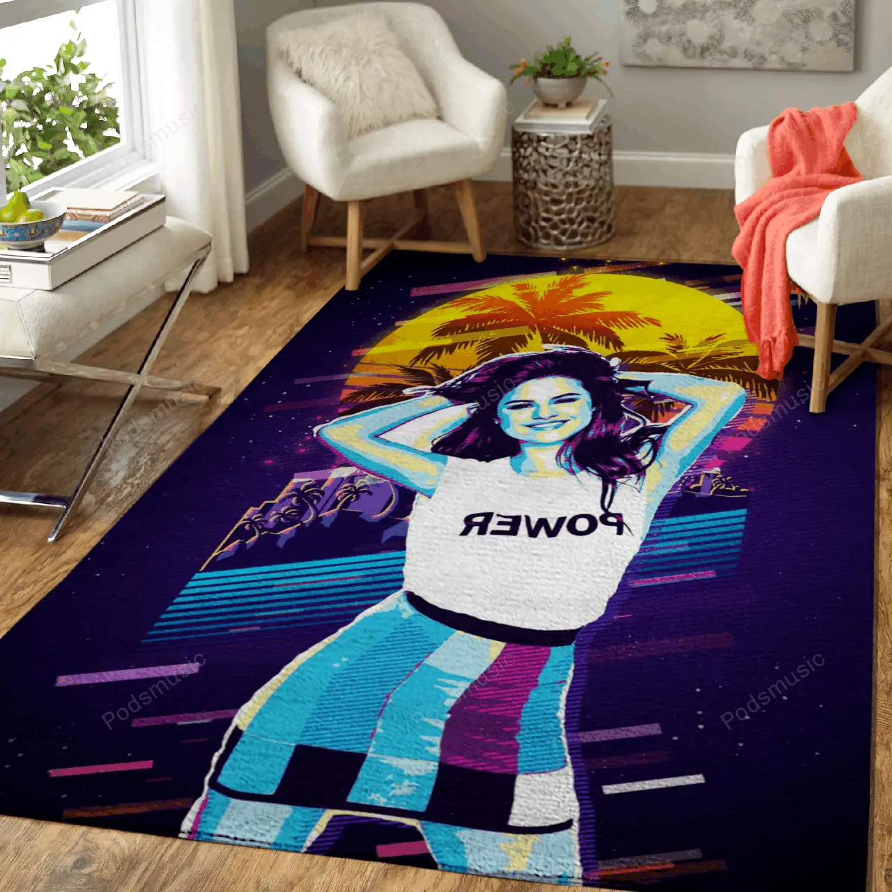 Selena Gomez Artwork Music Synthwave 80S Art For Fans Area Rug Living Room Carpet Rug Regtangle Carpet Floor Decor Home Decor