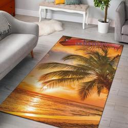Serenity Sunset Palm Tree Beach Area Rug Living Room Rug Home Decor Carpets