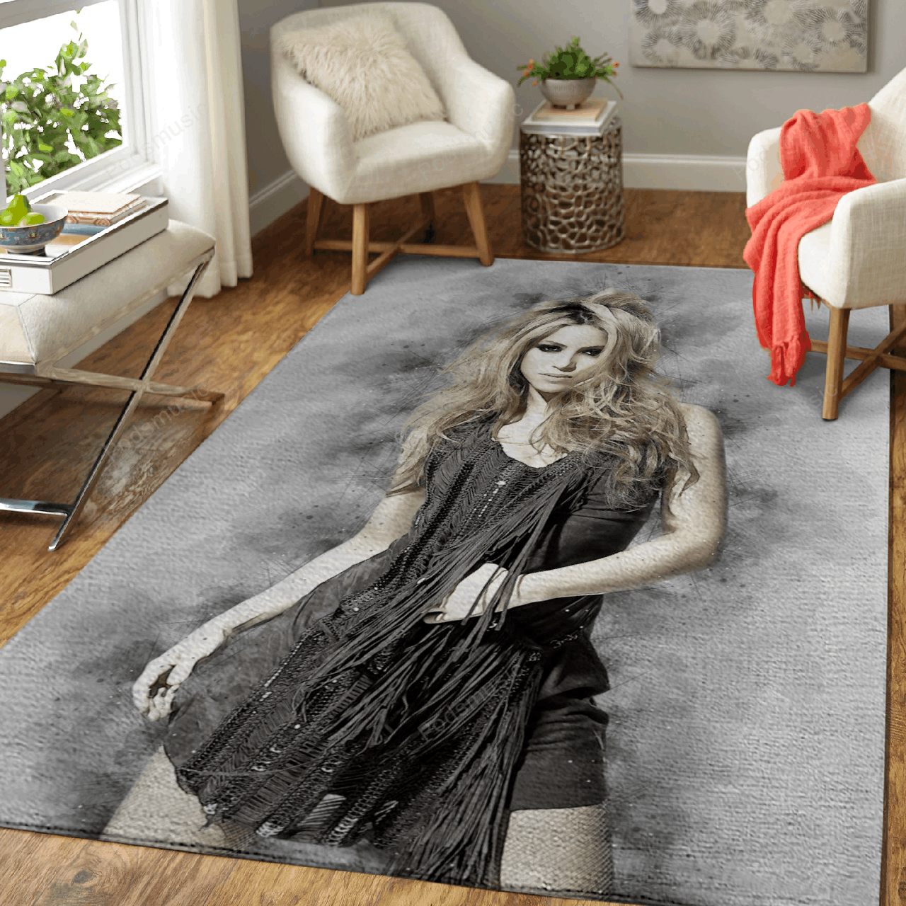 Shakira In Sketch Sketch Of Great Musician Art For Fans Area Rug Living Room Carpet Rug Regtangle Carpet Floor Decor Home Decor