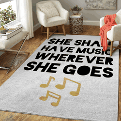 She Shall Have Music Typography Art For Fans Area Rug Living Room Carpet Rug Regtangle Carpet Floor Decor Home Decor