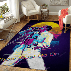 Show Must Go On Artwork Music Synthwave 80S Art For Fans Area Rug Living Room Carpet Rug Regtangle Carpet Floor Decor Home Decor