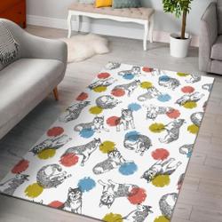 Siberian Husky And Colorful Cirdhce Pattern Dhcdhc Dt1910 Rug Living Room Rug Home Decor