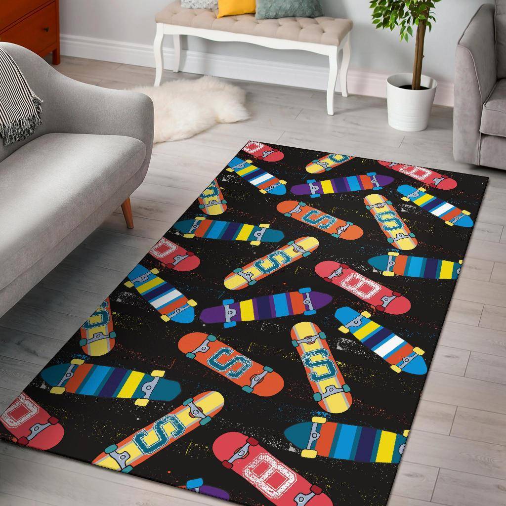 Skateboard Colorful Pattern Print Area Rug Living Room Rug Home Decor