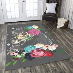 Skull And Horse With Flower Dhcld0310At Rug Living Room Rug Home Decor