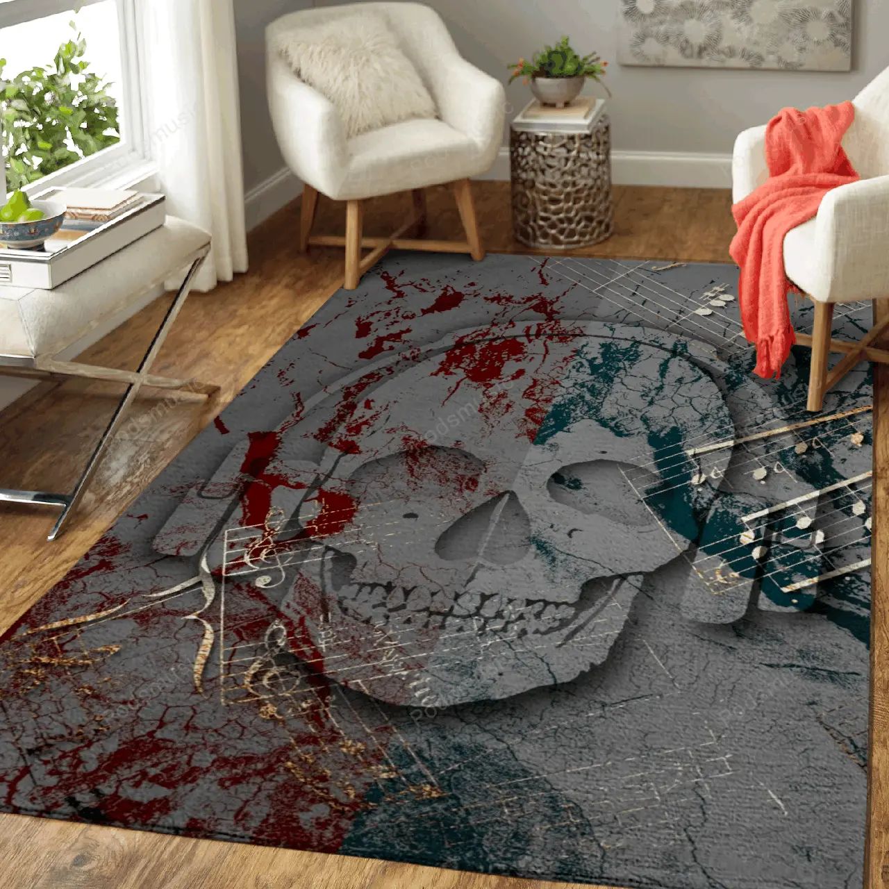 Skull Headphones Music 2 Misc Art For Fans Area Rug Living Room Carpet Rug Regtangle Carpet Floor Decor Home Decor