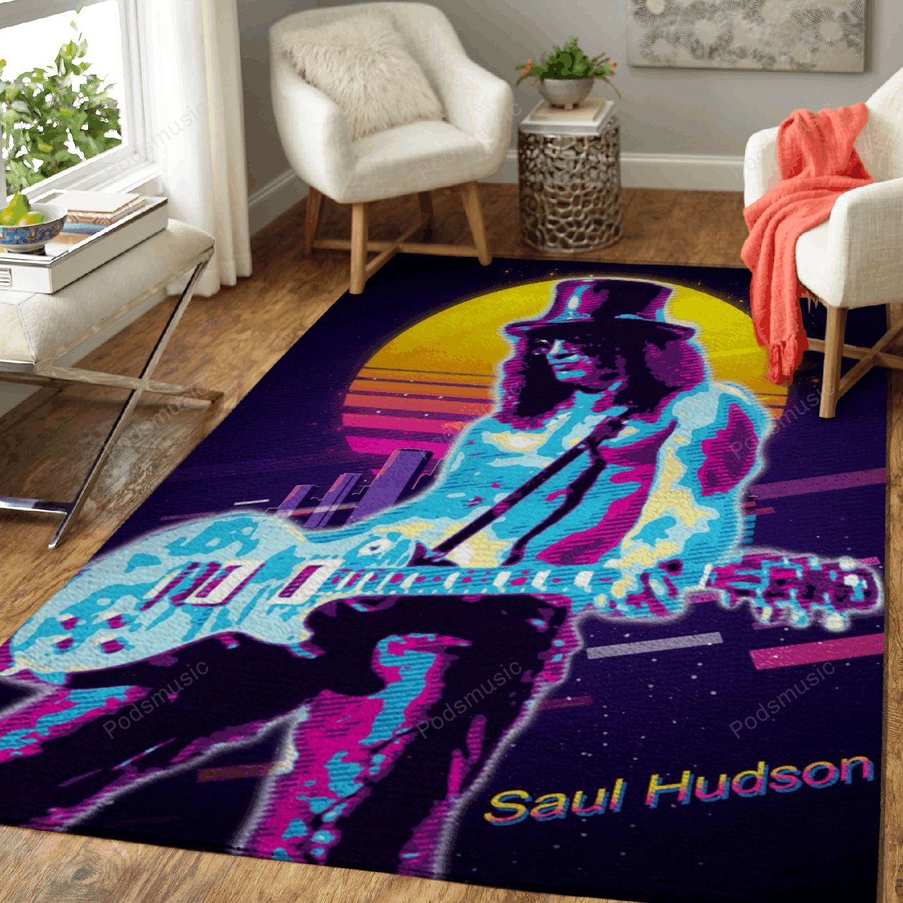 Slash Artwork Music Synthwave 80S Art For Fans Area Rug Living Room Carpet Rug Regtangle Carpet Floor Decor Home Decor