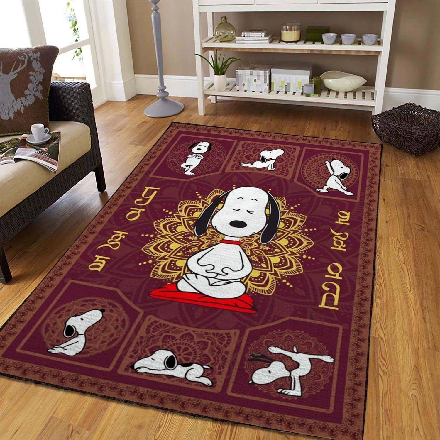 Snoopy Yoga Area Rugs Living Room Carpet Fn181242 Rug Regtangle Carpet Floor Decor Home Decor