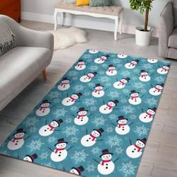 Snowflake Snowman Pattern Print Area Rug Living Room Rug Home Decor