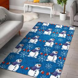 Snowman Snowflake Pattern Print Area Rug Living Room Rug Home Decor