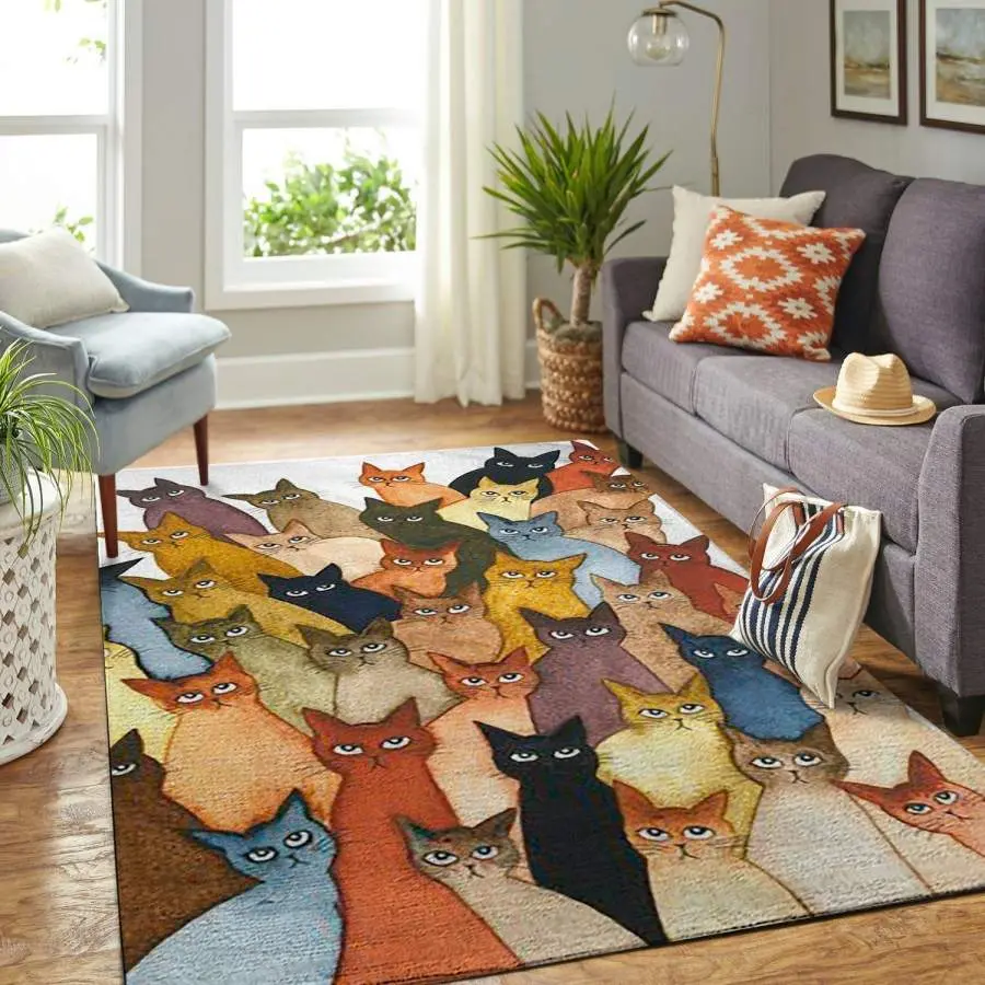 So Many Whimsical Cat Area Rug Living Room Rug Home Decor Gwc190827 Ofd