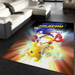Sonic And Pikachu Disney Anime Area Rug Living Room And Bed Room Rug Rug Regtangle Carpet Floor Decor Home Decor