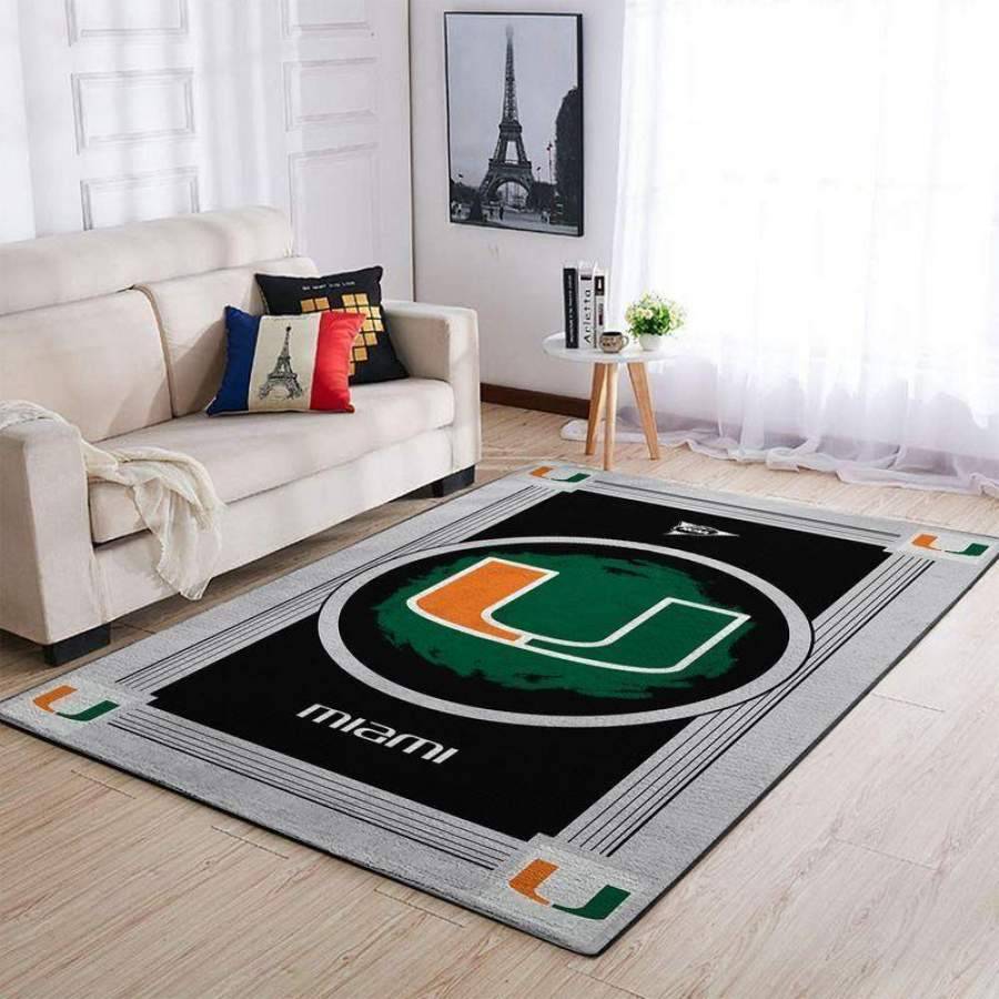 NCAA Miami (FL) Hurricanes Football Team Logo Carpet Rug Living Room 19120754 1