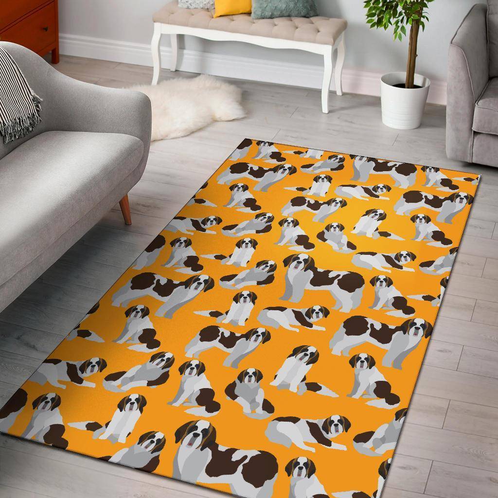 St Bernard Yellow Pattern Print Area Rug Living Room Rug Home Decor