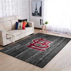 St. Louis Cardinals MLB Team Logo Wooden Style Rug Living Room Rug Home Decor 4