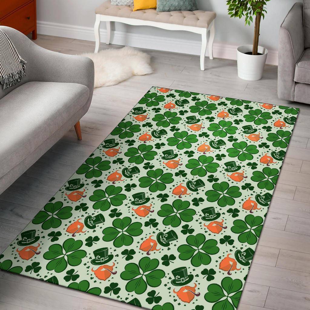 St Patrick Day Leprechaun Pattern Print Area Rug Living Room Rug Home Decor