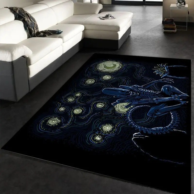 Starry Xenomorph Area Rug Living Room And Bed Room Rug Rug Regtangle Carpet Floor Decor Home Decor