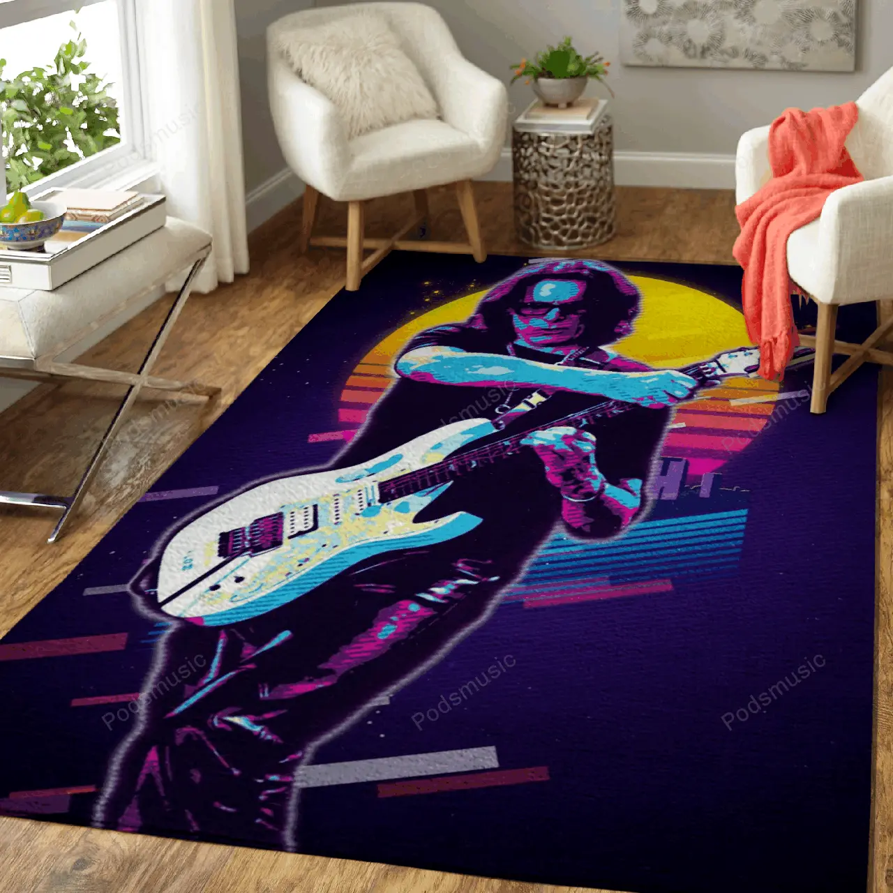 Steven Siro Vai Artwork Music Synthwave 80S Art For Fans Area Rug Living Room Carpet Rug Regtangle Carpet Floor Decor Home Decor