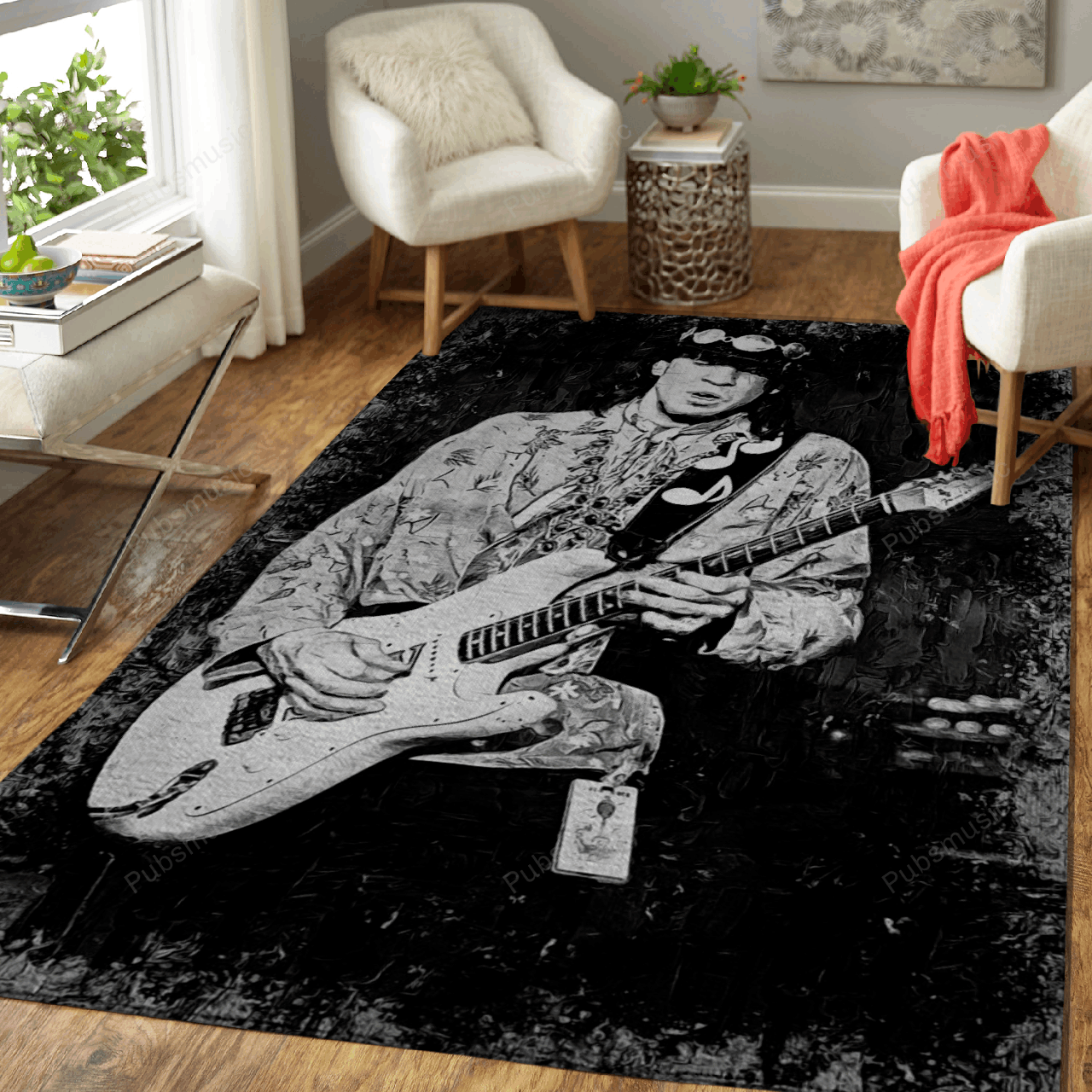 Stevie Rey Vaughan Music Monochrome Art For Fans Area Rug Living Room Carpet Rug Regtangle Carpet Floor Decor Home Decor