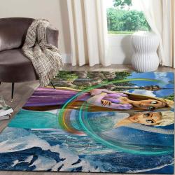 Stitch And Mermaid Cute Carpet Floor Area Rug Living Room Rug Home Decor Home Decor Bedroom Living Room