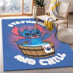 Stitch Stay Home And Chill Area Rug Living Room And Bed Room Rug Rug Regtangle Carpet Floor Decor Home Decor