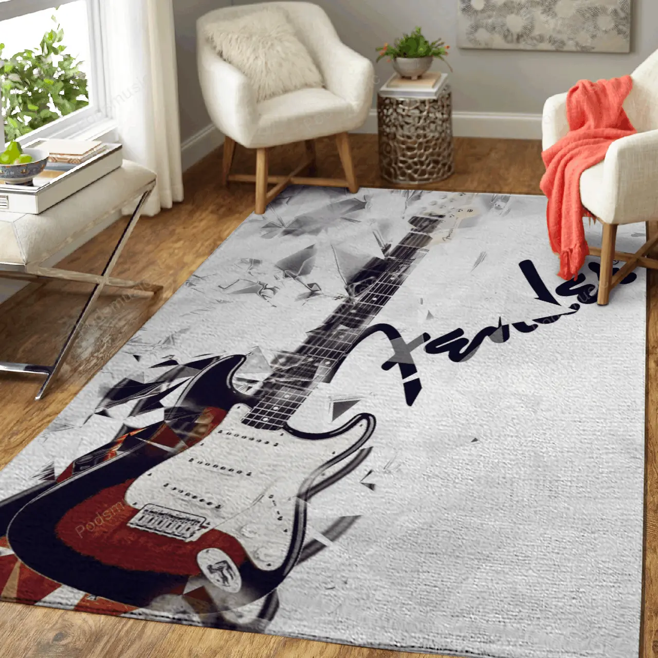 Stratocaster Guitar 3 Music Art Studio Art For Fans Area Rug Living Room Carpet Rug Regtangle Carpet Floor Decor Home Decor